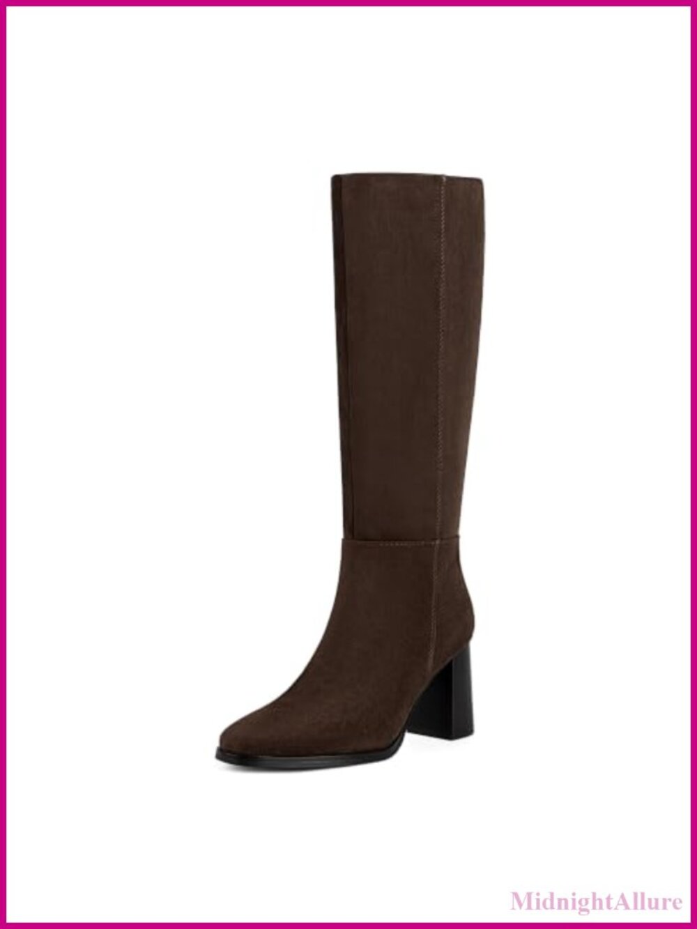 Knee High Boots Square Toe Chunky Heel Tall Boots Women